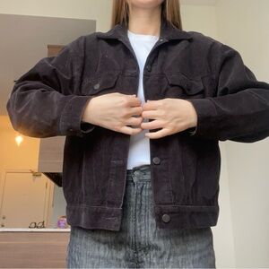 Unisex Uniqlo Black Corduroy Jacket - Classic Button-Up Coat